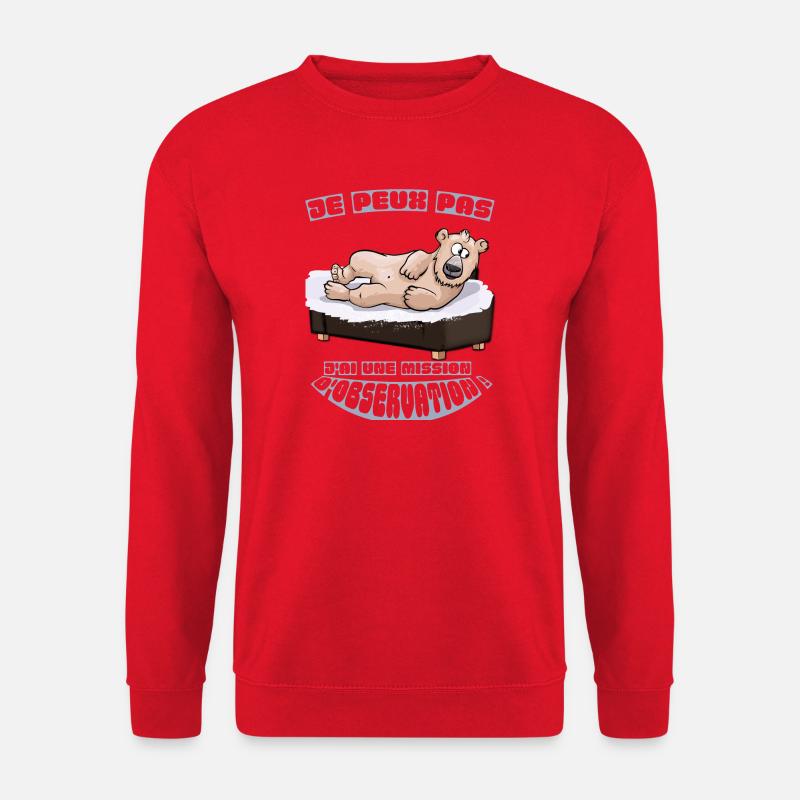 Grizzlybär auf einer Beobachtungsmission – Spaßiger Humor - Unisex Pullover - Rot