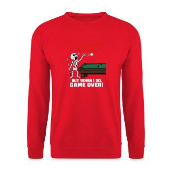 Ich kratze Billardspieler nicht immer lustig - Unisex Pullover - Rot - Vorne - Alina (178cm) & Michal (187cm)