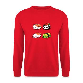 Parade des animaux du sushi de Kawaii - Sweat-shirt Unisexe - rouge - Devant - Alina (178cm) & Michal (187cm)
