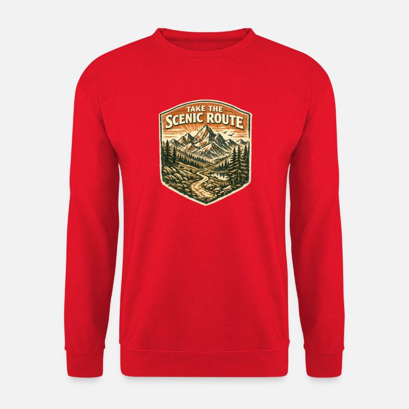 Take The Scenic Route Vintage Hiking Adventure - Unisex Pullover - Rot