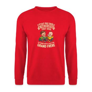 Futur Grand Frère Annonce Grossesse Tracteur - Sweat-shirt Unisexe - rouge - Devant - Alina (178cm) & Michal (187cm)
