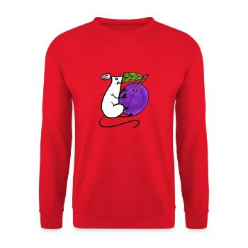 Garden Mouse Plum Fruit Fruit Rat - Unisex Sweatshirt - red - Front - Alina (178cm) & Michal (187cm)