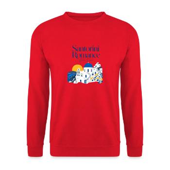 Romance Gift, Santorini Romance Blue Dome Escape - Unisex Sweatshirt - red - Front - Alina (178cm) & Michal (187cm)