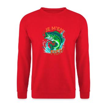 I Fish Humor Fishing Funny Fish - Unisex Sweatshirt - red - Front - Alina (178cm) & Michal (187cm)