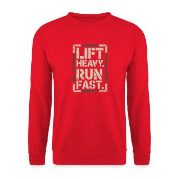 Lift Heavy Run Fast Gym Kraftsport Workout Fitness - Unisex Pullover - Rot - Vorne - Alina (178cm) & Michal (187cm)