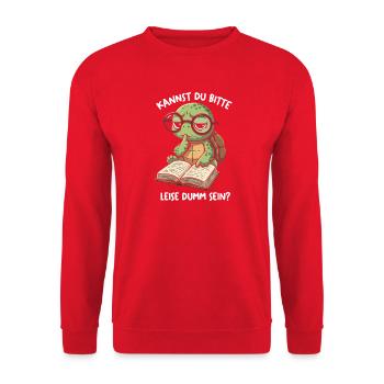 Leseturtle mit Brille - Unisex Pullover - Rot - Vorne - Alina (178cm) & Michal (187cm)
