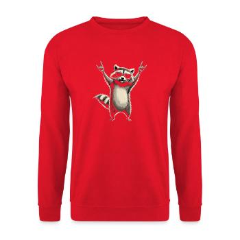 Raccoon with sunglasses - Unisex Sweatshirt - red - Front - Alina (178cm) & Michal (187cm)
