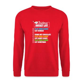 Weihnachts-Bucket List: Videospiele spielen - Unisex Pullover - Rot - Vorne - Alina (178cm) & Michal (187cm)