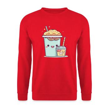 Kawaii Getränk mit Streuseln - Unisex Pullover - Rot - Vorne - Alina (178cm) & Michal (187cm)