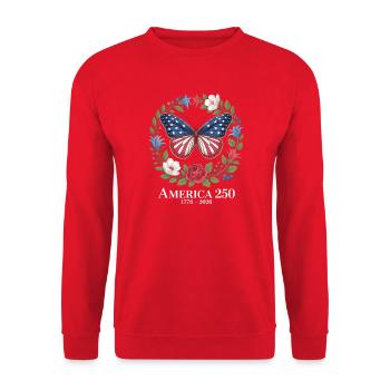 America 250 Patriotic Butterfly 4th of July - Unisex Sweatshirt - red - Front - Alina (178cm) & Michal (187cm)