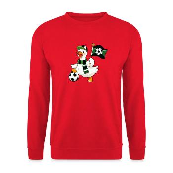 Football Goose Fan With Soccer Flag  - Unisex Sweatshirt - red - Front - Alina (178cm) & Michal (187cm)