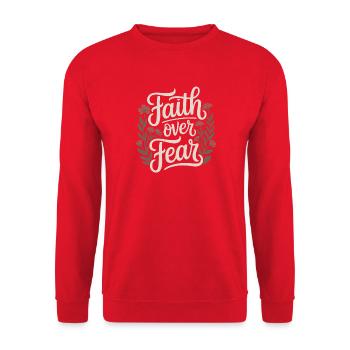 Faith Faith Over Fear Jesus God Bible Verse Church - Unisex Sweatshirt - red - Front - Alina (178cm) & Michal (187cm)