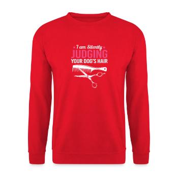 Hundefriseur - Unisex Pullover - Rot - Vorne - Alina (178cm) & Michal (187cm)