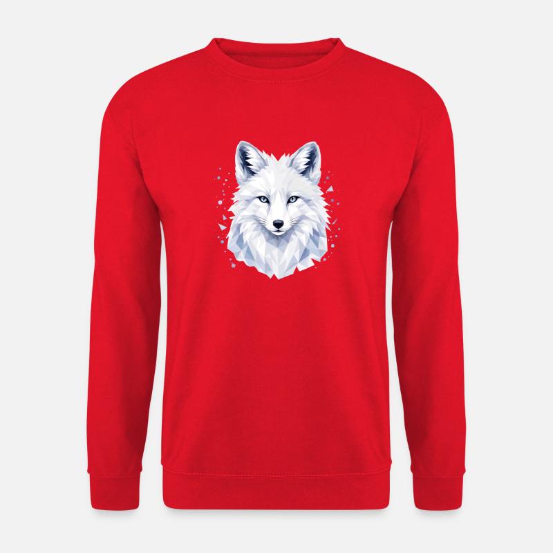 Arctic Fox Polygon Design - Unisex Sweatshirt - red
