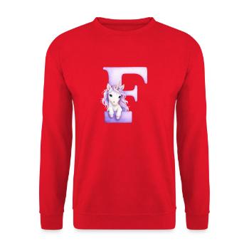 Lettre C Licorne Violette - Sweat-shirt Unisexe - rouge - Devant - Alina (178cm) & Michal (187cm)
