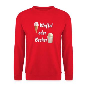 EIS WAFFEL ODER BECHER - Unisex Pullover - Rot - Vorne - Alina (178cm) & Michal (187cm)