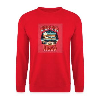 Retro Camper Vibes près du Campfire - Sweat-shirt Unisexe - rouge - Devant - Alina (178cm) & Michal (187cm)