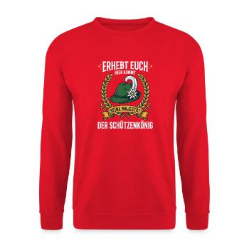 Grüner Hut König Schützenkoenig - Unisex Pullover - Rot - Vorne - Alina (178cm) & Michal (187cm)