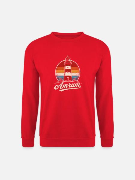 Amrum Leuchtturm Retro Streifen - Unisex Pullover - Rot