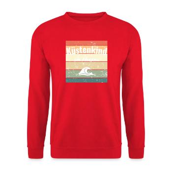 Küstenkind im Herzen - Unisex Pullover - Rot - Vorne - Alina (178cm) & Michal (187cm)