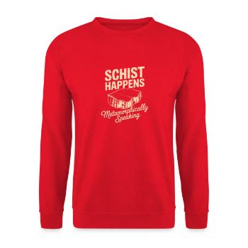 Schiefer geschieht metaphorisch gesprochen - Unisex Pullover - Rot - Vorne - Alina (178cm) & Michal (187cm)