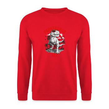 Papasaurus Rex Dinosaurier Daddy Summer - Unisex Pullover - Rot - Vorne - Alina (178cm) & Michal (187cm)