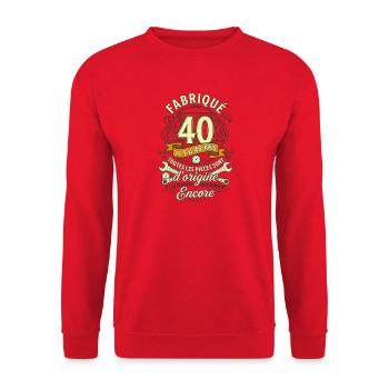 40 Ans Anniversaire Mécanicien Pièces d'Origine - Sweat-shirt Unisexe - rouge - Devant - Alina (178cm) & Michal (187cm)