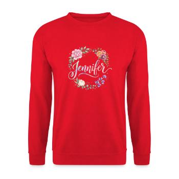 Jennifer Blütenkranz - Unisex Sweatshirt - red - Front - Alina (178cm) & Michal (187cm)