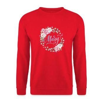 Mary Blooming Name Wreath - Unisex Sweatshirt - red - Front - Alina (178cm) & Michal (187cm)