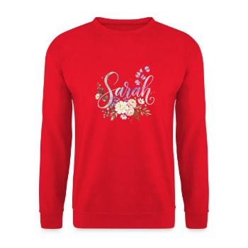 Sarah Watercolor Flower Initial - Unisex Sweatshirt - red - Front - Alina (178cm) & Michal (187cm)