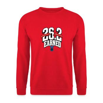 Running Marathon 26.2 Verdienter Ziellinien-Finisher - Unisex Pullover - Rot - Vorne - Alina (178cm) & Michal (187cm)