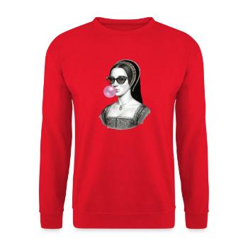 Anne Boleyn Bubble Pop Renaissance Woman - Unisex Sweatshirt - red - Front - Alina (178cm) & Michal (187cm)