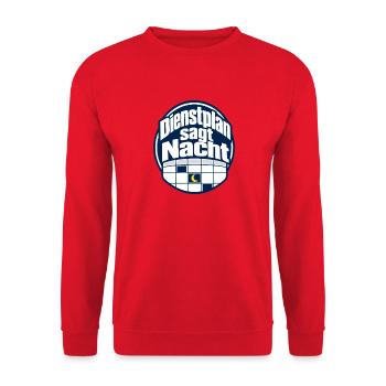 Dienstplan sagt Nacht Pflegekraft Nachtschicht Hum - Unisex Sweatshirt - red - Front - Alina (178cm) & Michal (187cm)