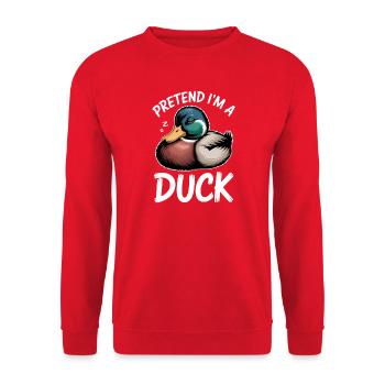 Enten Sprüche Ente Lustiges Enten Geschenk - Unisex Pullover - Rot - Vorne - Alina (178cm) & Michal (187cm)