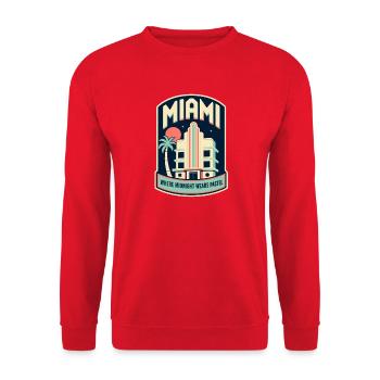Pastell-Miami Art Deco Neon-Palmen - Unisex Pullover - Rot - Vorne - Alina (178cm) & Michal (187cm)