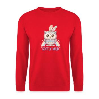Softly Wild Owl and Rainbow for Kids - Unisex Sweatshirt - red - Front - Alina (178cm) & Michal (187cm)