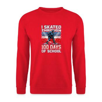  Eishockey I Skated Through 100 Days Of School - Unisex Pullover - Rot - Vorne - Alina (178cm) & Michal (187cm)