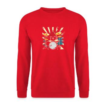 Schlagzeug - Unisex Pullover - Rot - Vorne - Alina (178cm) & Michal (187cm)