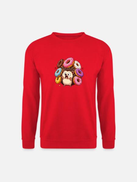 Igel im Donut-Überfluss - Unisex Pullover - Rot