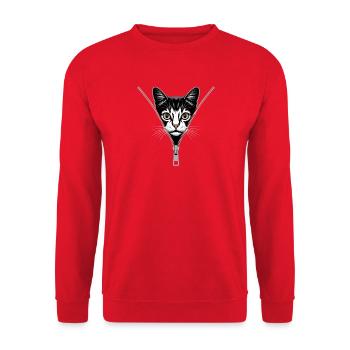 Cat Zipper Cat Mom Cat Cute Cats - Unisex Sweatshirt - red - Front - Alina (178cm) & Michal (187cm)