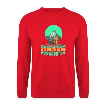 Schildkörten Wandergruppe Wander Bergsteiger - Unisex Pullover - Rot - Vorne - Alina (178cm) & Michal (187cm)