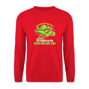 Schildkörten Wandergruppe Wander Bergsteiger - Unisex Pullover - Rot - Vorne - Alina (178cm) & Michal (187cm)