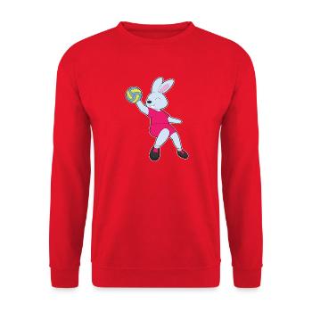 Hase Volleyballspieler Volleyball - Unisex Pullover - Rot - Vorne - Alina (178cm) & Michal (187cm)