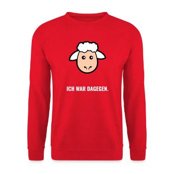 Ich war dagegen. - Unisex Pullover - Rot - Vorne - Alina (178cm) & Michal (187cm)