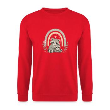 Raccoon Family Boho Rainbow - Unisex Sweatshirt - red - Front - Alina (178cm) & Michal (187cm)