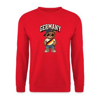 Funny Germany Bear - Unisex Sweatshirt - red - Front - Alina (178cm) & Michal (187cm)