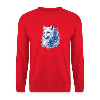Loup de glace aux roses bleues - Sweat-shirt Unisexe - rouge - Devant - Alina (178cm) & Michal (187cm)