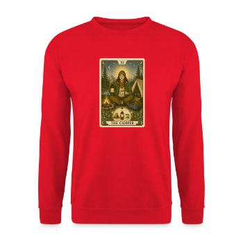Camperin | Camping & Lagerfeuer Tarot - Unisex Pullover - Rot - Vorne - Alina (178cm) & Michal (187cm)