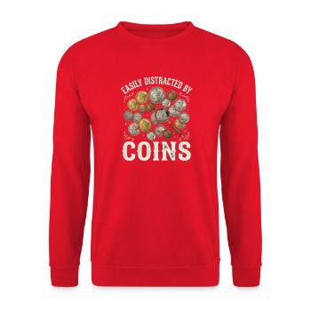 Easily distracted by coins - Unisex Sweatshirt - red - Front - Alina (178cm) & Michal (187cm)