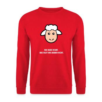 Ich Habe Recht. Das Hilft Uns Beiden Nicht. - Unisex Pullover - Rot - Vorne - Alina (178cm) & Michal (187cm)